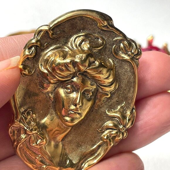 Vintage Gold Tone Brooch Bundle Capri  Amber stones - Picture 10 of 16